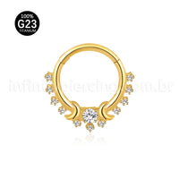 Piercing Argola Titânio Segmento Articulado Luas E Zircônia
