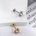 Piercing Labret Titânio Coração Zircônia