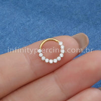 Piercing Argola Titânio Segmento Articulado Zircônia Cravejada Lateral