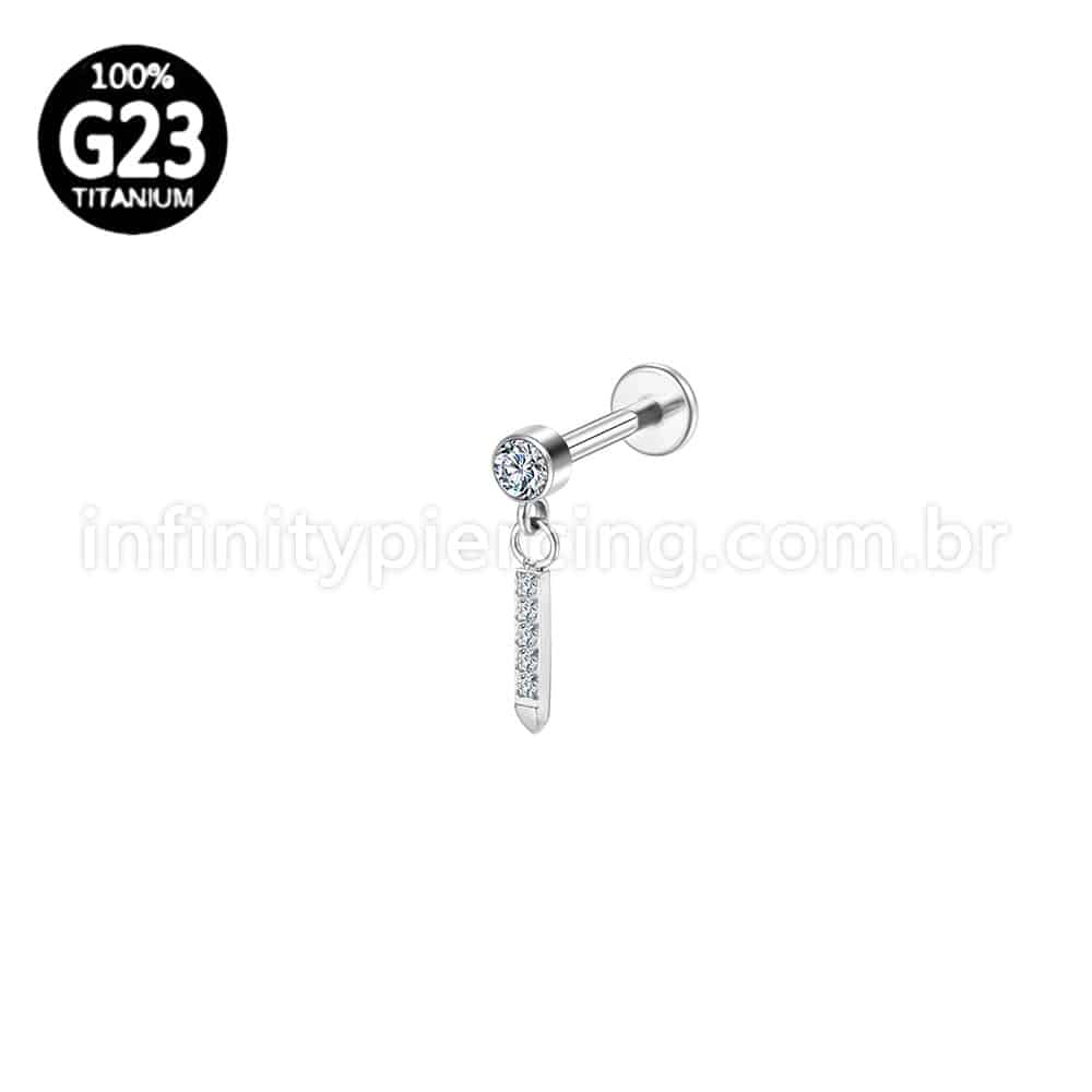 Piercing Labret Titânio Ponto De Luz Pinguente Barra Zircônia