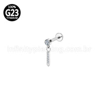 Piercing Labret Titânio Ponto De Luz Pinguente Barra Zircônia