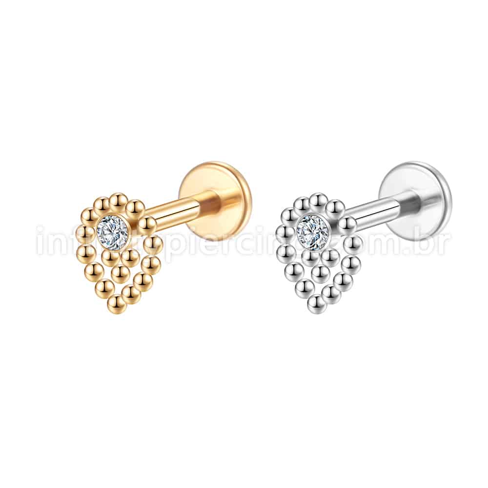Piercing Labret Aço Cirúrgico Gota Zircônia