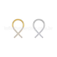 Piercing Argola Aço Cirúrgico X Zircônia Cravejada