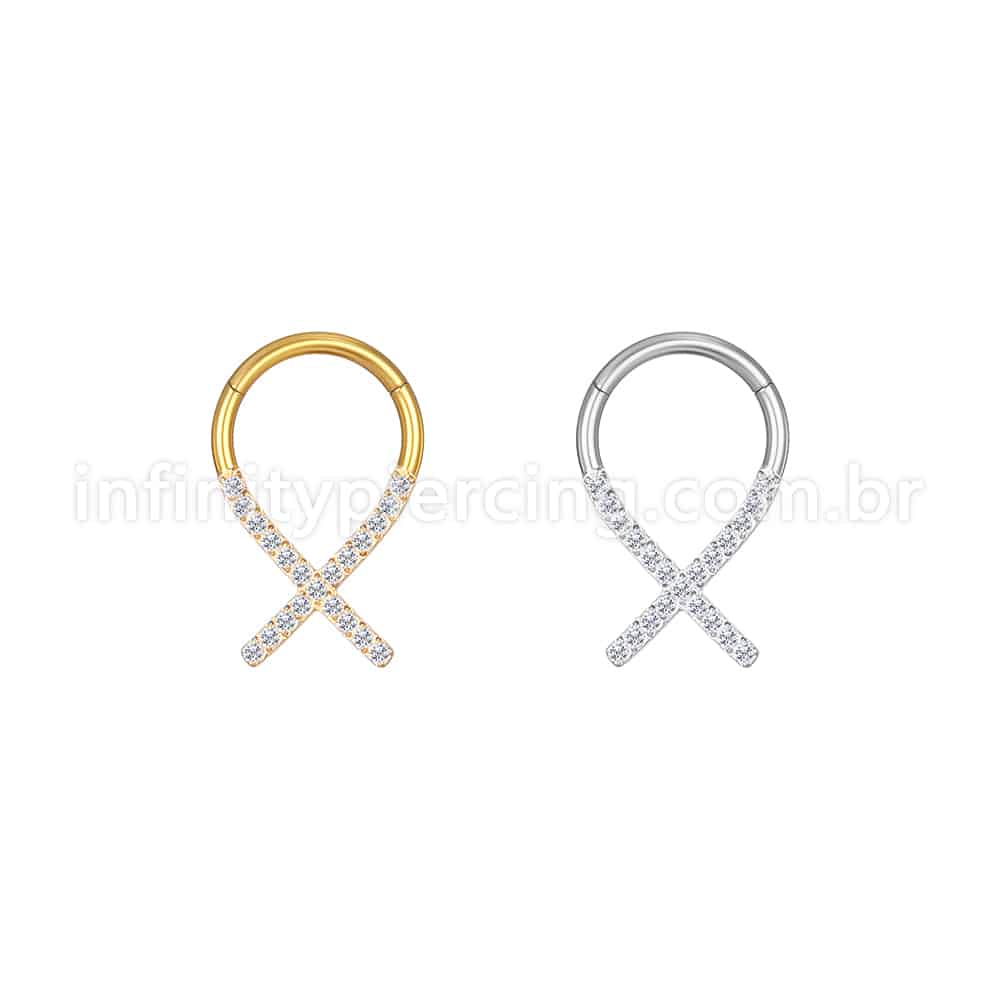 Piercing Argola Aço Cirúrgico X Zircônia Cravejada
