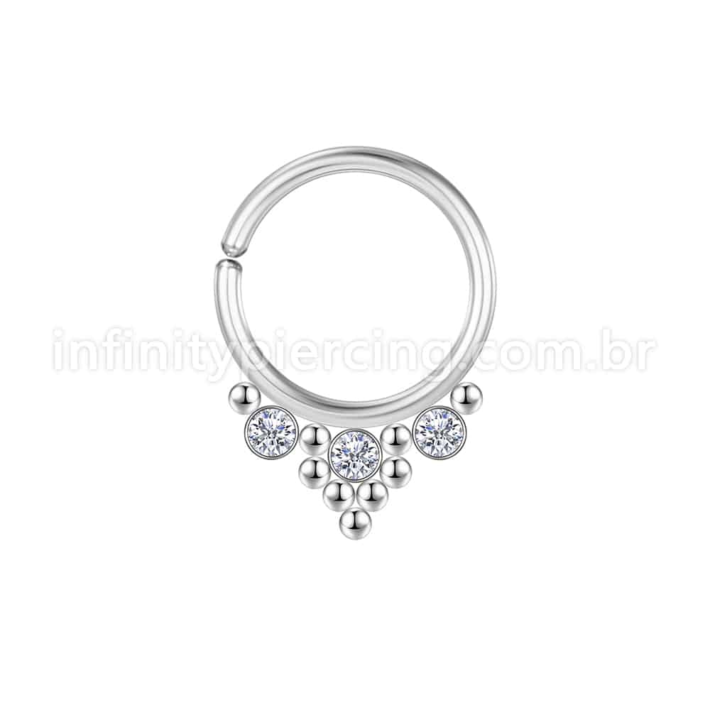 Piercing Argola Aço Cirúrgico Indiano Zircônia