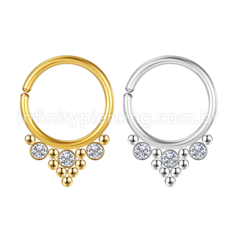 Piercing Argola Aço Cirúrgico Indiano Zircônia