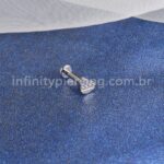 Piercing Labret Titânio Coração Zircônia Cravejada