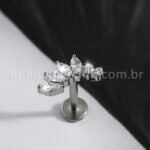 Piercing Labret Titânio Cluster Zircônia