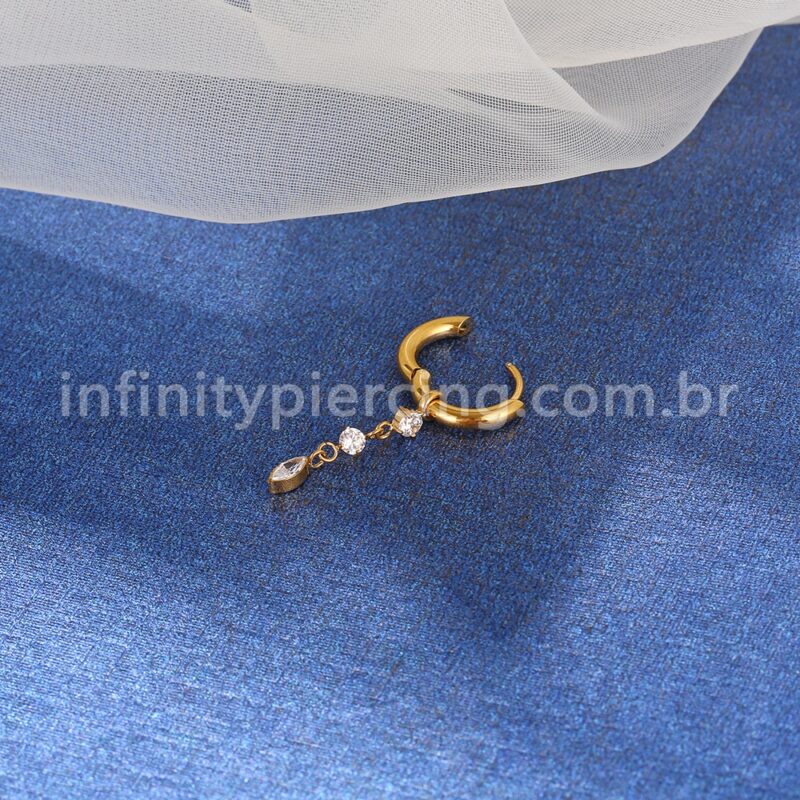 Piercing Argola Titânio Com Pingente Zircônia Cravejada