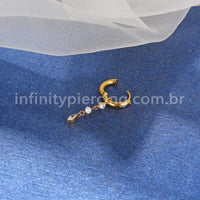 Piercing Argola Titânio Com Pingente Zircônia Cravejada
