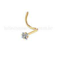 Piercing Nostril Aço Cirúrgico Zircônia Cravejada Quadrada