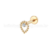 Piercing Labret Aço Cirúrgico Gota Zircônia Redondo
