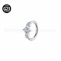 Piercing Argola Titânio  LOSANGO/REDONDO ZIRCÔNIAS CRAVEJADAS