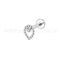 Piercing Labret Aço Cirúrgico Gota Zircônia Redondo