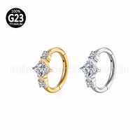 Piercing Argola Titânio  LOSANGO/REDONDO ZIRCÔNIAS CRAVEJADAS