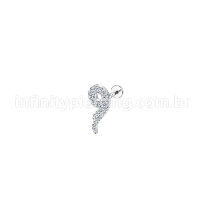 Piercing Labret Aço Cirúrgico Com Zircônia Cravejada