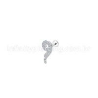Piercing Labret Aço Cirúrgico Com Zircônia Cravejada