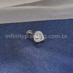 Piercing Labret Titânio Coração Zircônia Cravejada