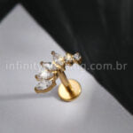 Piercing Labret Titânio Cluster Zircônia