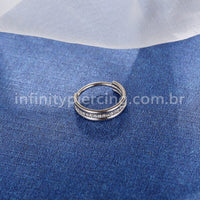 Piercing Argola Titânio Segmento Articulado Lisa/Zircônia Cravejada