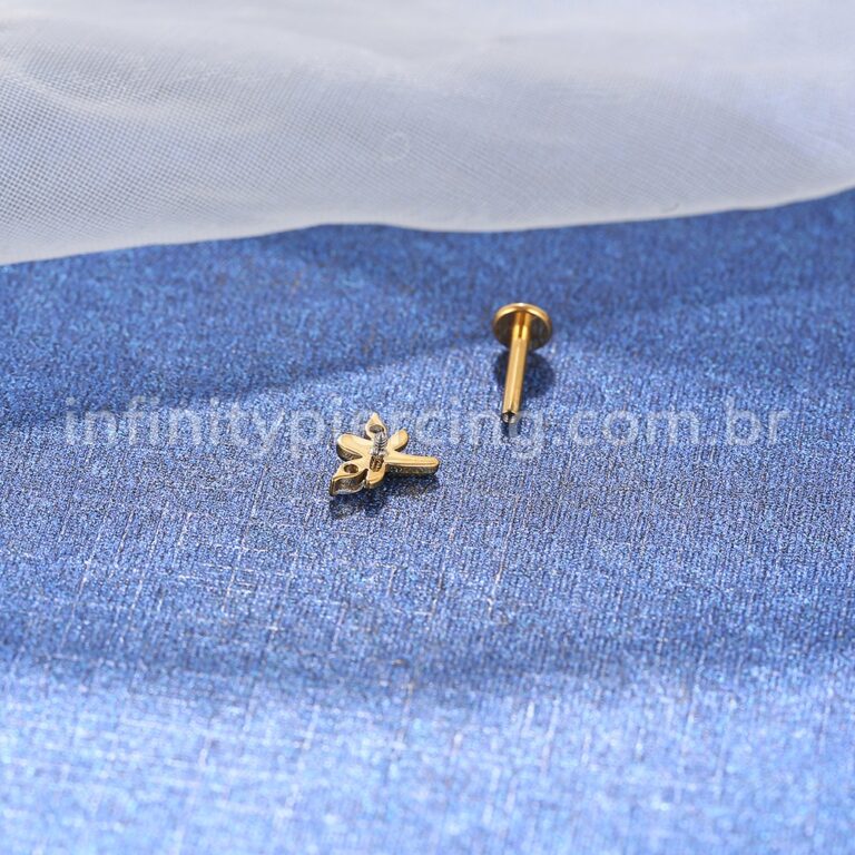 Piercing Labret Titânio Libélula Zircônia