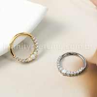 Piercing Argola Titânio Segmento Articulado Zircônia Cravejada Frontal