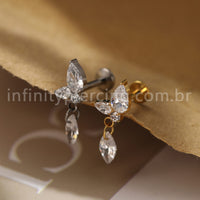 Piercing Labret Titânio Zircónia Cravejada Com Pingente