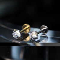 Piercing Labret Titânio Push Pin Ponto De Luz Cravejado