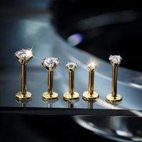 Piercing Labret Titânio Push Pin Ponto De Luz Cravejado