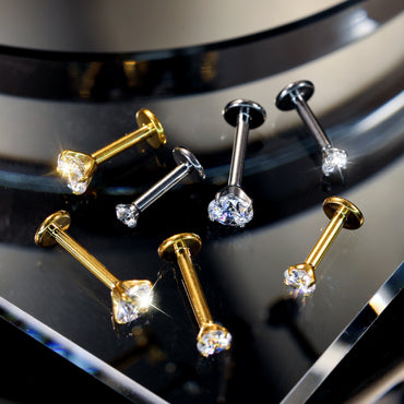 Piercing Labret Titânio Push Pin Ponto De Luz Cravejado