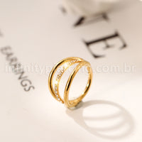 Piercing Argola Três Fileira Titânio Segmento Articulado 1 Fileira Zircônia Cravejada