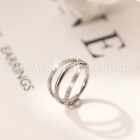 Piercing Argola Três Fileira Titânio Segmento Articulado 2 Fileiras Com Zircônia Cravejada