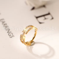 Piercing Argola Titânio Segmento Articulado Zircônia Cravejada 2 Fileiras