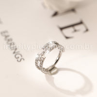 Piercing Argola Titânio Segmento Articulado Zircônia Cravejada 2 Fileiras
