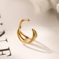 Piercing Argola Três Fileira Titânio Segmento Articulado 2 Fileiras Com Zircônia Cravejada