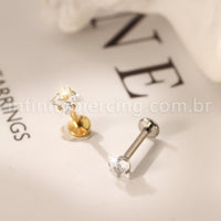 Piercing Labret Titânio Flor Zircônia