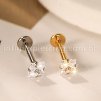 Piercing Labret Titânio Flor Zircônia