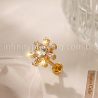Piercing Labret Titânio Flor Zircônia