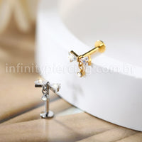 Piercing Labret Titânio Laço Zircônia Cravejada