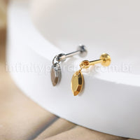 Piercing Labret Titânio Pingente Oval Com Pontas