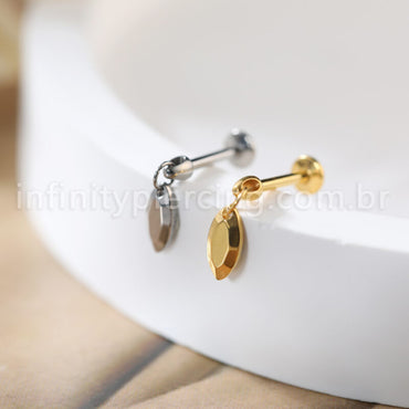 Piercing Labret Titânio Pingente Oval Com Pontas