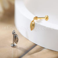 Piercing Labret Titânio Pingente Oval Com Pontas