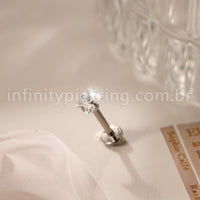 Piercing Labret Titânio Flor Zircônia