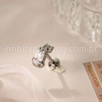 Piercing Labret Titânio Gatinho Zircônia Cravejada
