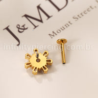 Piercing Labret Titânio Flor Zircônia