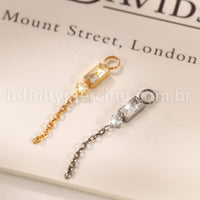 Pingente Para Piercing Titânio 2 Pedras Zircônia
