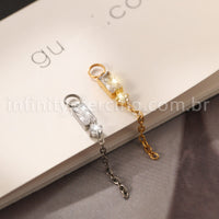 Pingente Para Piercing Titânio 2 Pedras Zircônia