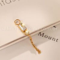 Pingente Para Piercing Titânio 2 Pedras Zircônia