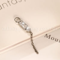 Pingente Para Piercing Titânio 2 Pedras Zircônia
