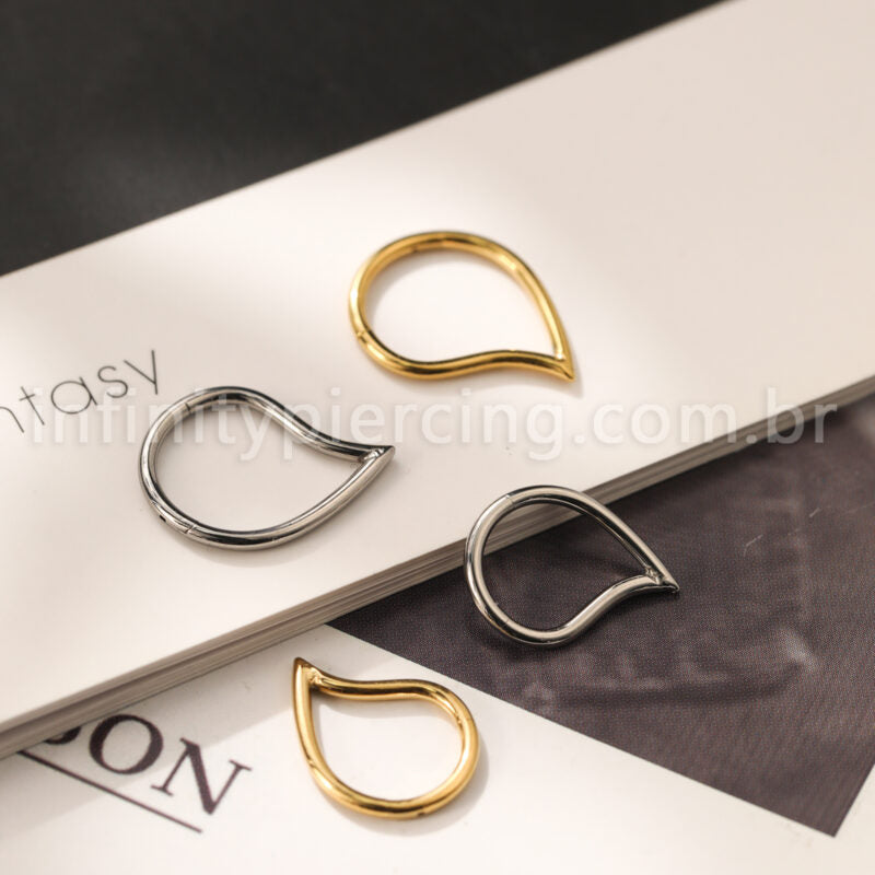 Piercing Argola Gota Titânio Segmento Articulado Liso